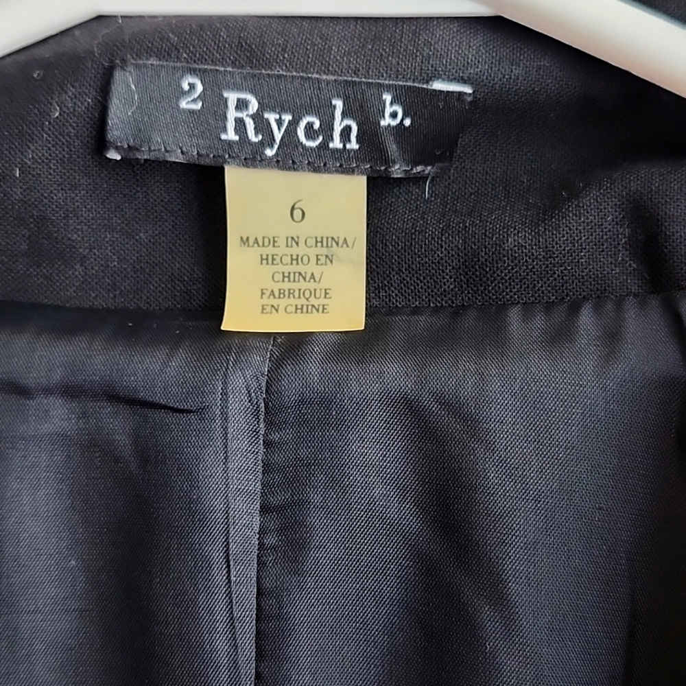 2B.Rych Blazer 6 Black Peplum Back, One Button Tuxedo. Unique Detail NWOT - Picture 2 of 8